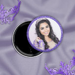 Pretty Purple Faux Glitter Photo Magnet<br><div class="desc">Pretty Purple Faux Glitter Photo Magnet with faux pink glitter and your custom photo. Great for quinceaneras or birthdays!</div>