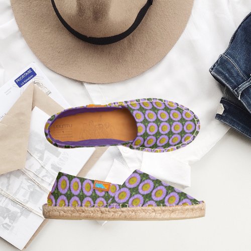 Pretty Purple Fleabane Floral Pattern Espadrilles