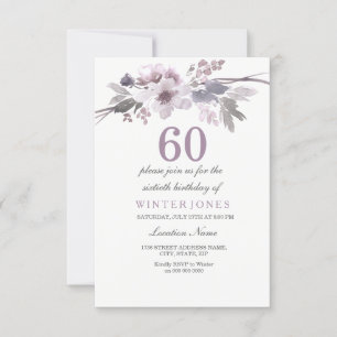 Pretty Purple Floral 60th Birthday Party Invite