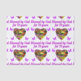 PRETTY PURPLE FLORAL 70TH BIRTHDAY DESIGN TISSUE PAPER