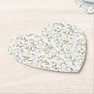 Pretty Purple Floral Bridal Shower Paper Coaster