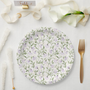 Pretty Purple Floral Bridal Shower Paper Plates