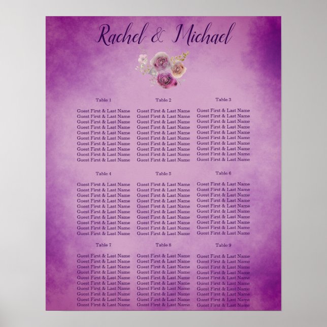 Pretty purple Floral Charm Wedding Poster (Front)