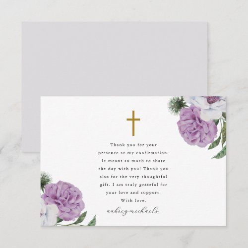 Pretty Purple Floral Confirmation Thank You