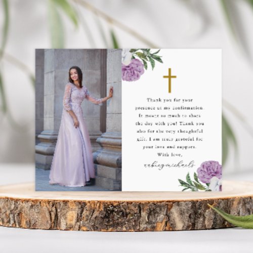 Pretty Purple Floral Confirmation Thank You Photo