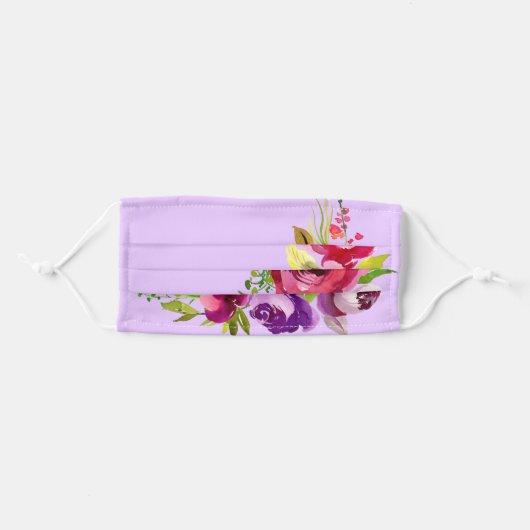 Pretty Purple Floral Custom Face Mask (Front, Folded)