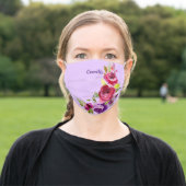 Pretty Purple Floral Custom Face Mask (Outside)