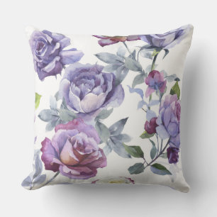 Pretty Purple Floral Decorative Pillow