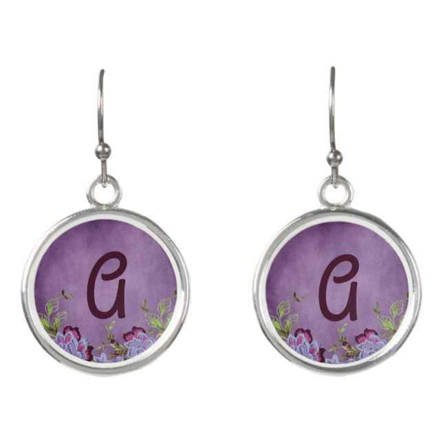 Pretty Purple Floral Earrings (Front)