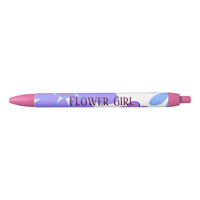 Pretty Purple Floral Flower Girl Pen (Front)