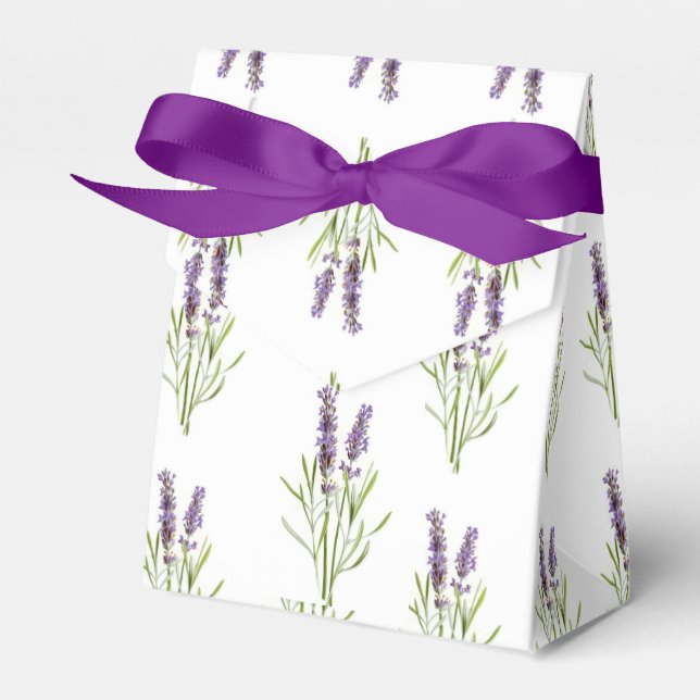 Pretty Purple Floral Lavender Herb Garden Favor Boxes (Front Side)