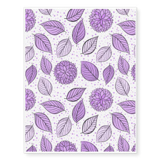 Pretty Purple Floral Pattern Temporary Tattoos