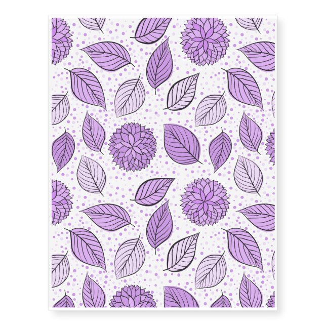 Pretty Purple Floral Pattern Temporary Tattoos (Front)