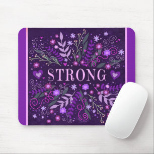Pretty Purple Floral Strong Inspiring Inspirivity Mouse Pad