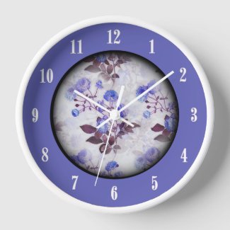 Pretty Purple Floral Twelve Numerals Clock
