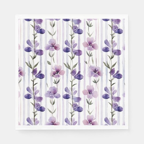 Pretty purple floral watercolor pattern napkins