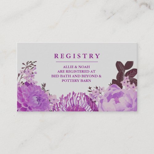 Pretty Purple Floral Wedding Registry Cards