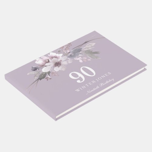 Pretty Purple Flower 90th birthday Party Guestbook