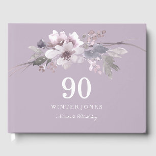 Pretty Purple Flower 90th birthday Party Guestbook