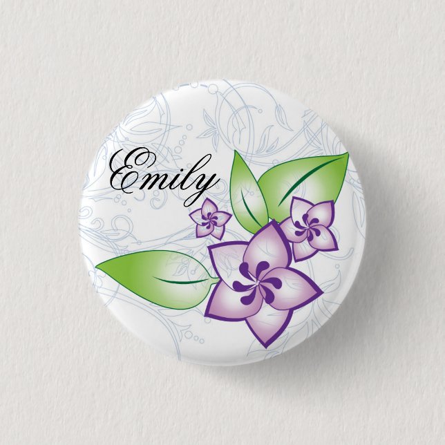 Pretty Purple Flower Flair Pinback Button (Front)