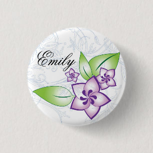 Pretty Purple Flower Flair Pinback Button