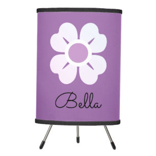 Pretty Purple Flower Girl Custom Name Tripod Lamp