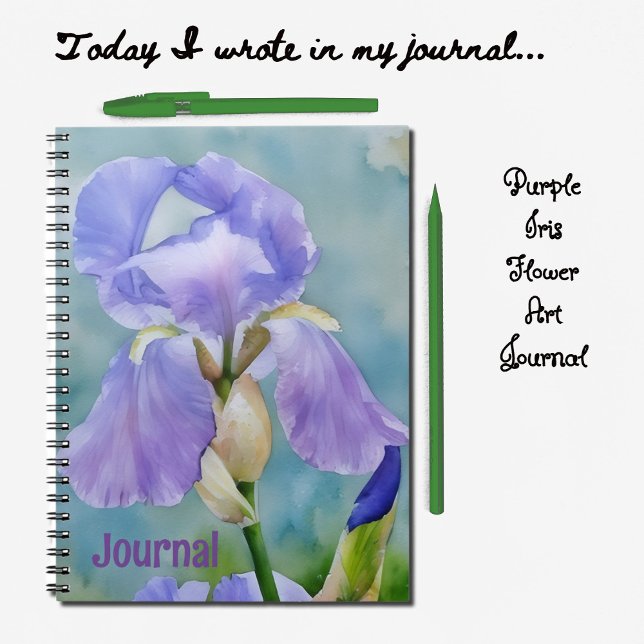 Pretty Purple Flower Iris Art Journal Personalize (Pretty Iris Flower Art Journal)