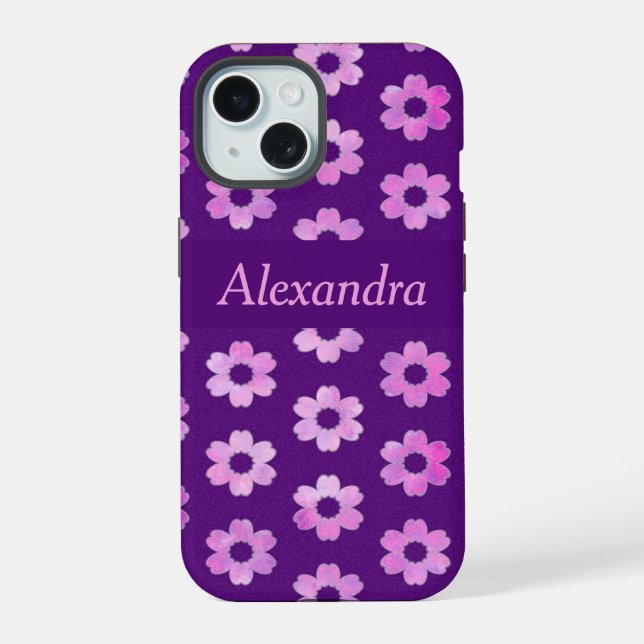 Pretty Purple Flower Pattern Iphone Case (Back)