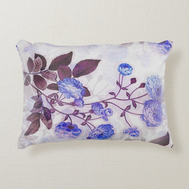 Pretty Purple Flower Print Accent Pillow (Front)
