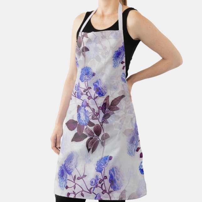 Pretty Purple Flower Print Apron (Insitu)