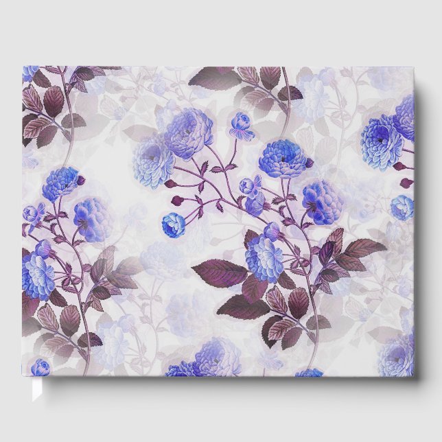 Pretty Purple Flower Print Custom Spine Guest Book (Front)
