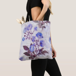 Pretty Purple Flower Print Tote Bag