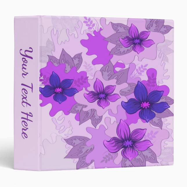 Pretty Purple Flowers  3 Ring Binder (Front/Spine)