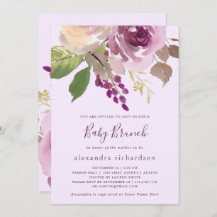 Pretty Purple Flowers Baby Brunch Invitation
