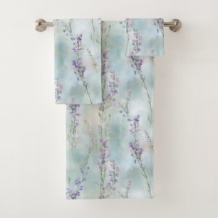 Pretty Purple Flowers Bath Towel Set
