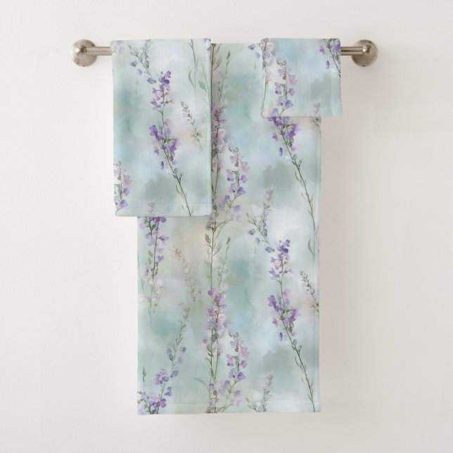 Pretty Purple Flowers  Bath Towel Set (Insitu)
