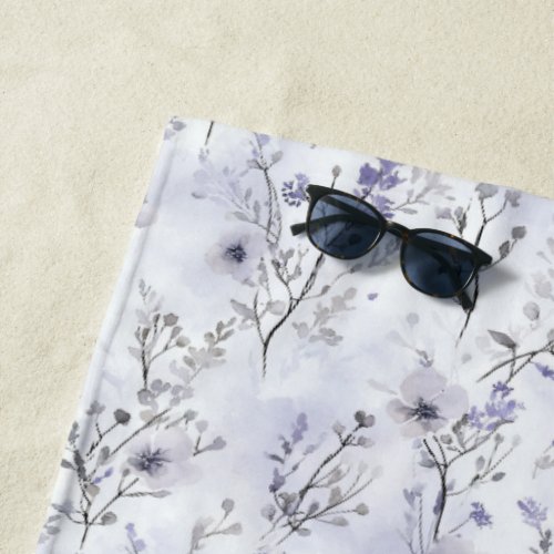 Pretty Purple Flowers   Beach Towel