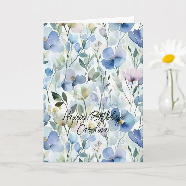 Pretty Purple Flowers Birthday Card (Small Plant)