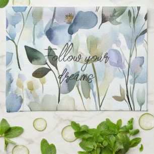 Pretty Purple Flowers Bridal Shower Kitchen Towel