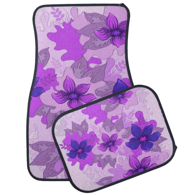 Pretty Purple Flowers  Car Floor Mat (Set)