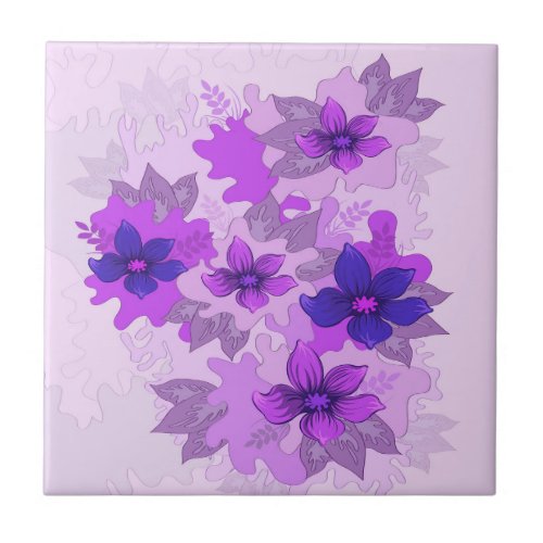 Pretty Purple Flowers  Ceramic Tile