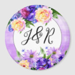 Pretty Purple Flowers Floral Wedding Personalized Magnet<br><div class="desc">Pretty purple flowers elegant Wedding personalized wedding date and names magnet wedding reminder.</div>