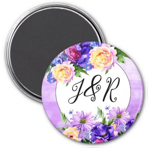 Pretty Purple Flowers Floral Wedding Personalized Magnet