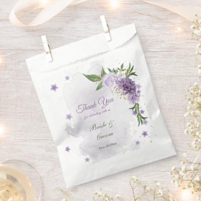 Pretty purple flowers greenery favor bag (Clipped)