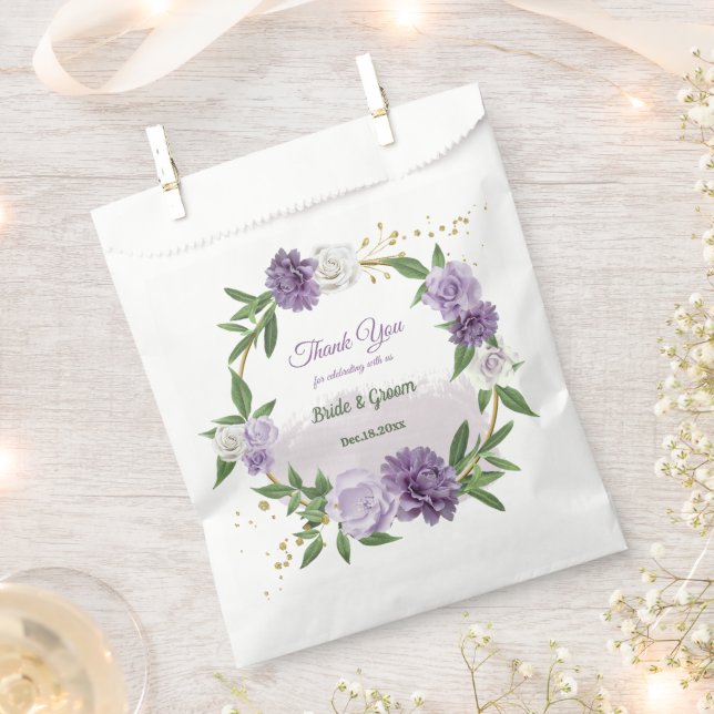Pretty purple flowers greenery favor bag (Clipped)