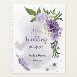 Pretty purple flowers greenery planner