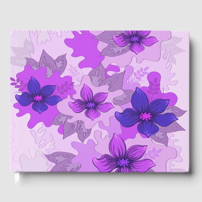 Pretty Purple Flowers  Guest Book (Front)