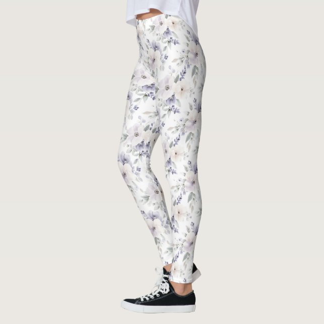 Pretty Purple Flowers   Leggings (Left)