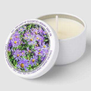 Pretty Purple Flowers Memorial Mini Can Candle Favors