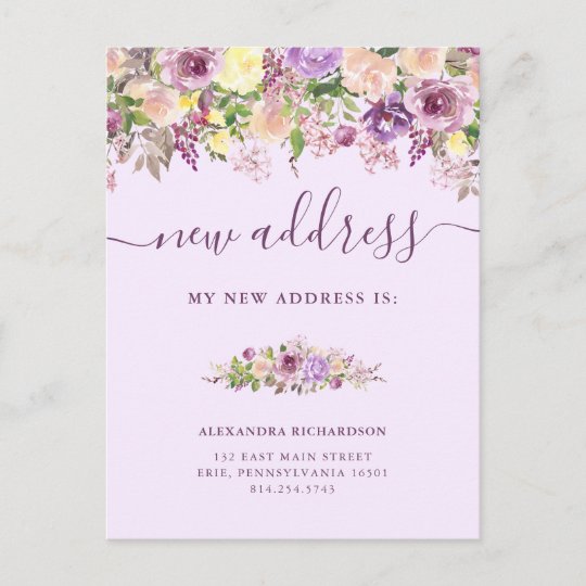 Pretty Purple Flowers | Moving Announcement | Zazzle.com